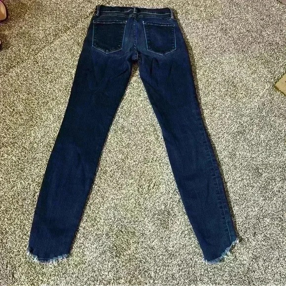 Frame Womens Le Skinny de Jeanne  size 26 Raw Ankle Hem Blue Denim - Picture 10 of 11